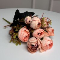 Букет Ранункулюсів штучний, 30 см, 5 стебел, 8 квіток/мікс (2 букети в уп.). Колір: персиковий Букет Ранункулюсів штучний, 30 см, 5 стебел, 8 квіток/мікс (2 букети в уп.). Колір: персиковий