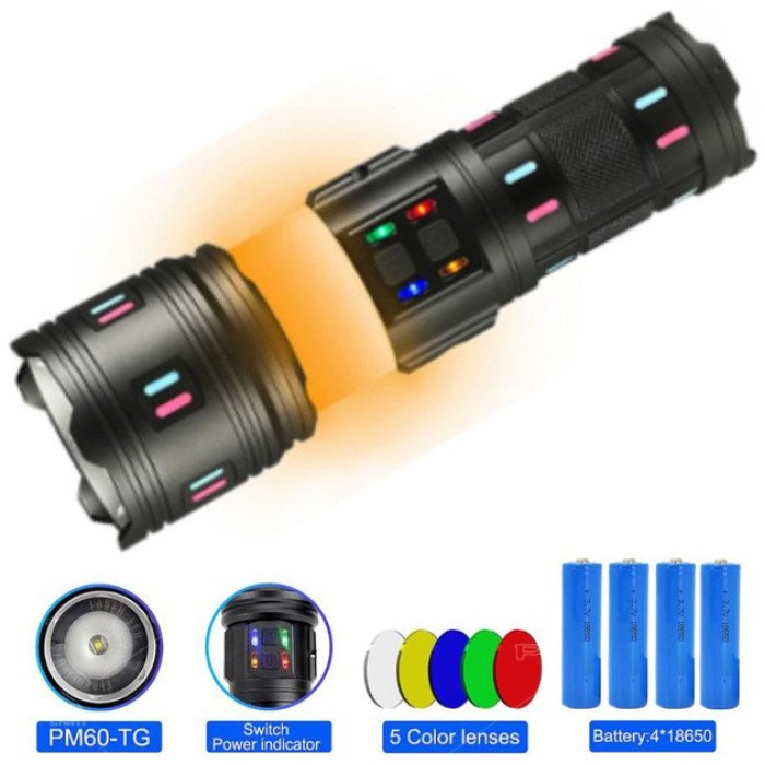 Ліхтар AK178-1 PM60-TG+COB, 4x18650