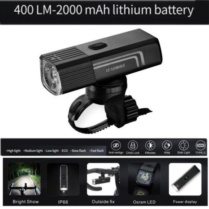 Фара для велосипеда передня Leadbike LD88-Osram 400LM