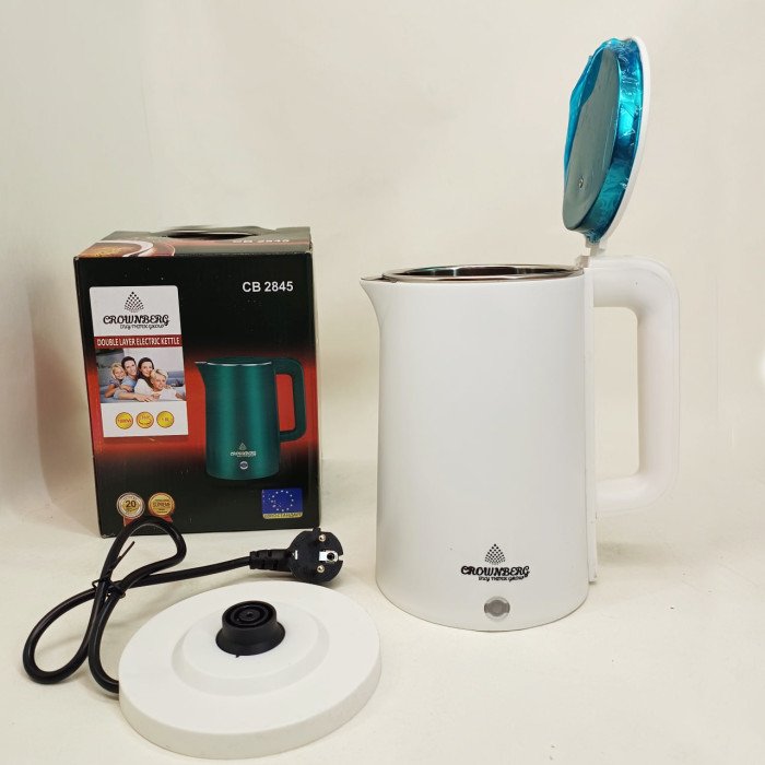 Електрочайник Crownberg CB-2845 дисковий 1.8л 1800Вт White