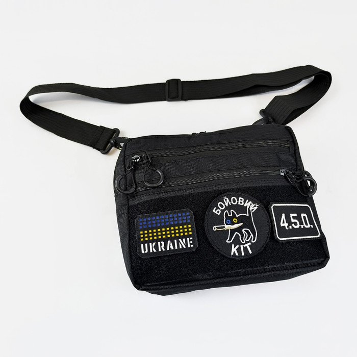 Тактична сумка для патчів Cordura 600D — 5 кишень, месенджер чорний з тканини