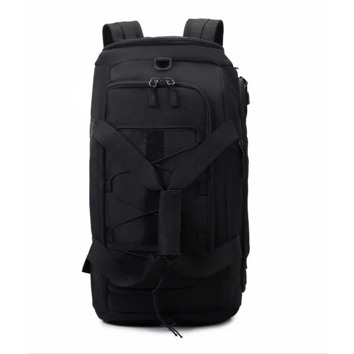 Тактична дорожня сумка-рюкзак 2 в 1 — зміцнена, універсальна чорна
