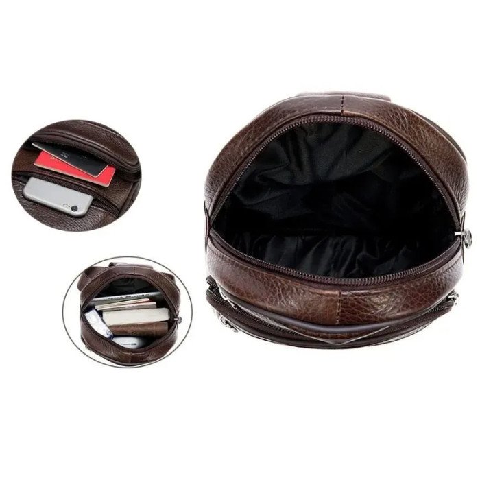 Стильна чоловіча шкіряна сумка слінг,середнього розміру з якісної італійської шкіри у фірмовій упаковці