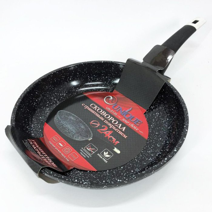 Сковорода UNIQUE UN-5135 24 см. Стійка до подряпин і скол сковорода, з антипригарним покриттям