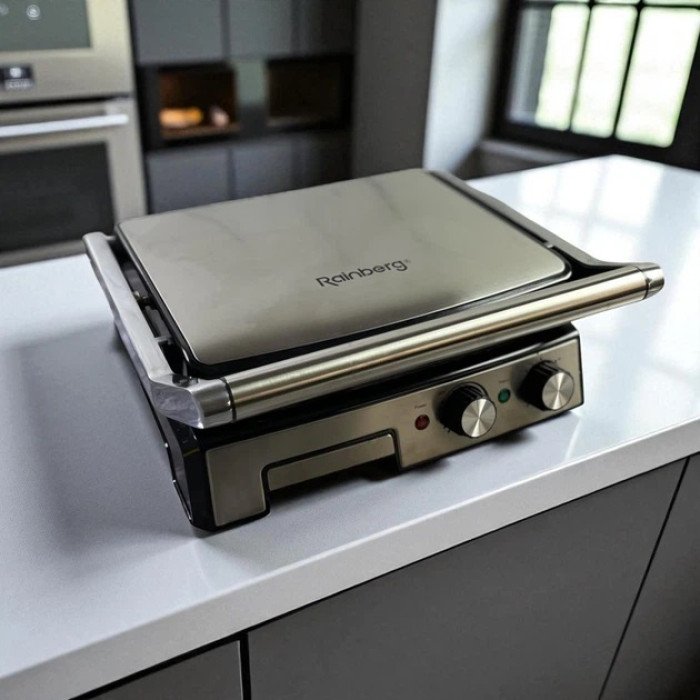 Гриль двосторонній німецької якості Rainberg RB-2282 притискний електричний гриль із пластинами 3800Вт