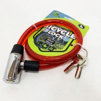 Замок велосипедний 185, 12*65 тросовий, 2 ключі. Колір: червоний