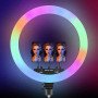 Кільцева LED лампа RGB MJ45 Ring 45 см комплектація адаптер із вбудованим кабелем, тримачі для телефону, пульт