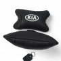 Автодушки 2 шт на підголовник Kia / Кіа, натуральна шкіра, чорні, Підголовник для авто з комфортом