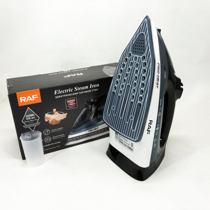 Праска парова RAF R.1234B з керамічною підошвою 2200 Вт, Професійна парова праска. Колір: синій