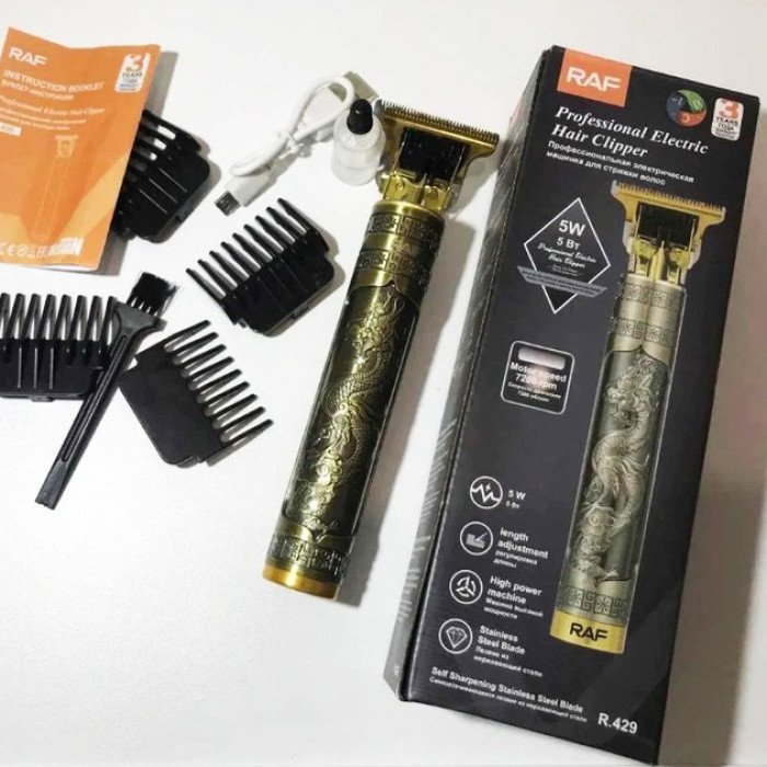 Професійна акумуляторна машинка триммер RAF R.429 для стрижки волосся 5 Вт