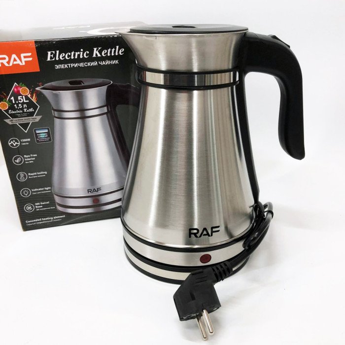 Електричний чайник-турка RAF R.7963 1.5 л, 1500 Вт, нержавіюча сталь, швидке кип'ятіння, автоматичне вимкнення