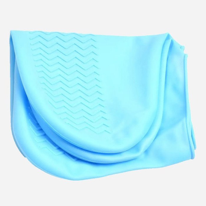 Багаторазові бахіли-чохли L (41-45 розмір) для взуття силіконові від води та бруду. Колір: блакитний