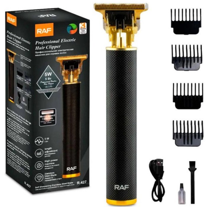 Тример акумуляторний для стрижки волосся RAF R.427 для бороди вусів машинка для стрижки 5 Вт