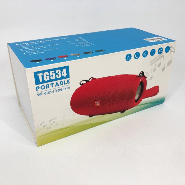 Портативна Bluetooth колонка TG534 SD IPX5 з ремінцем, бездротова колонка потужна. Колір: червоний