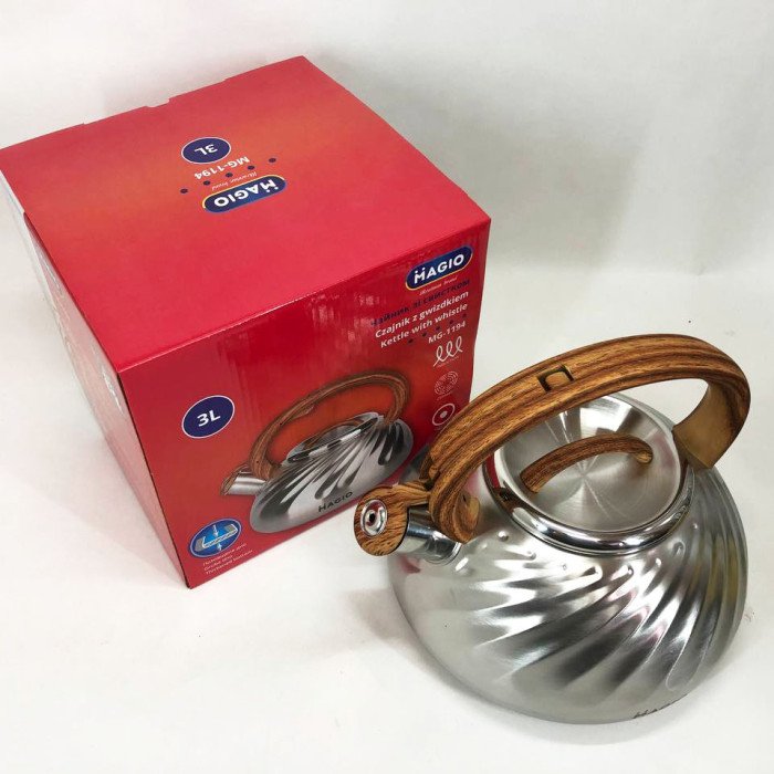 Чайник Magio MG-1194 3 л зі свистком, чайник зі свистком для індукційної плити, чайник газовий