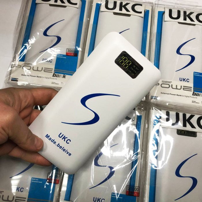 Портативне мобільне заряджання Power Bank 30000/9600mAh UKC, Умб зарядне power bank. Колір: білий