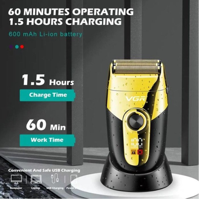 Професійна електробритва VGR V-383 Finale Shaver з підставкою, чоловіча машинка для гоління