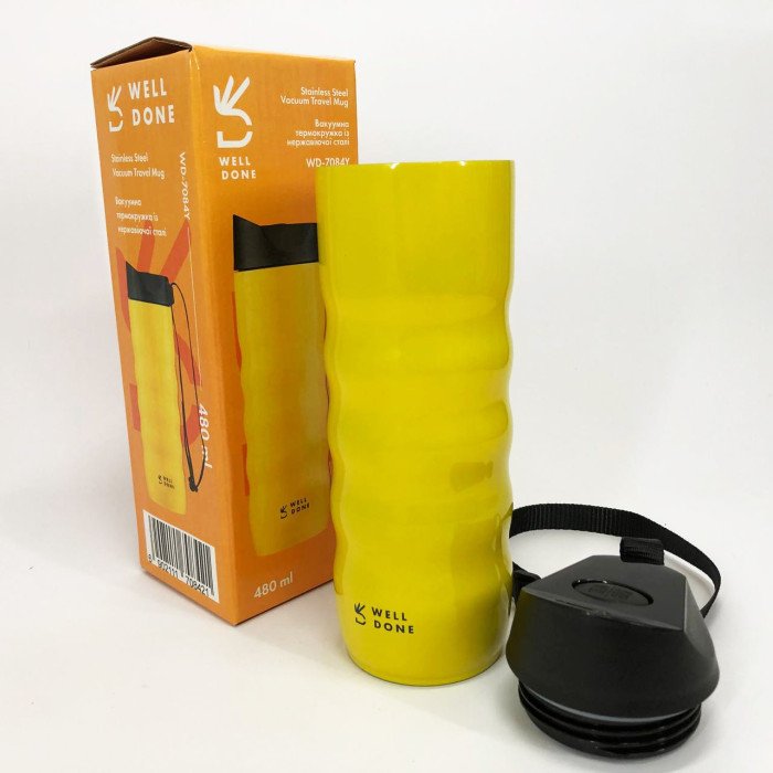 Термокухоль Well Done WD-7084Y вакуумний 480 мл, Термос для питної води, Якісний термос для дому