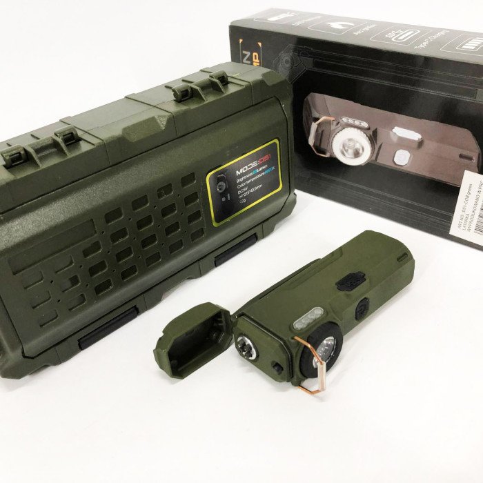 Ліхтарик-запальничка армійська MULTIFUNCTIONAL D51-COB, Запальничка на подарунок в упаковці. Колір: зелений