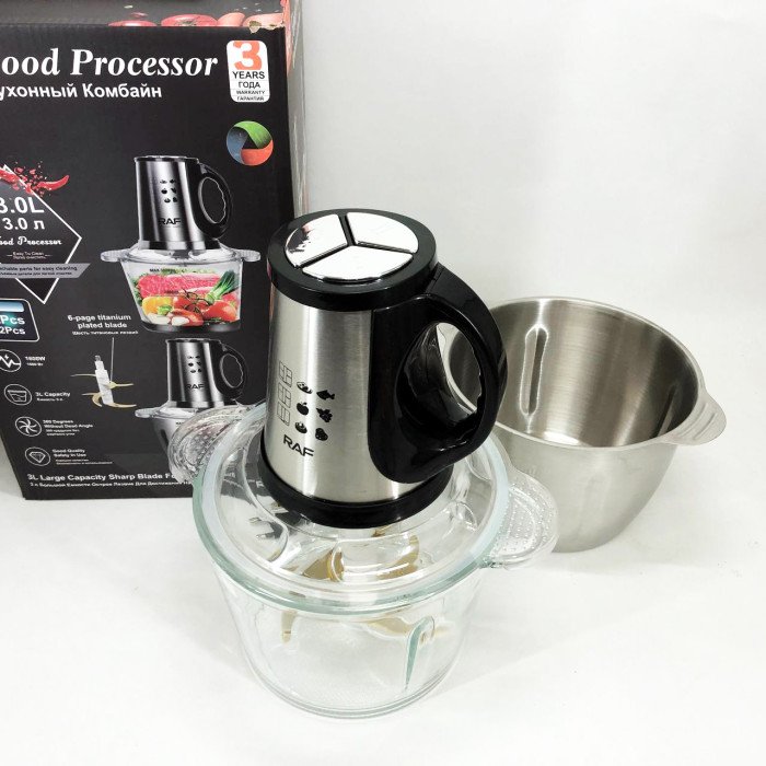 Блендер-подрібнювач RAF R.7028 2 в 1, 300 Вт, 2 чаші, Побутовий потужний подрібнювач продуктів
