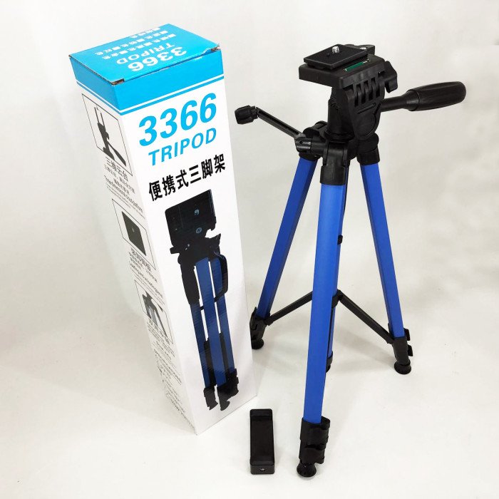 Професійний штатив 3366, трипод з чохлом, Штатив для телефону горизонтальної зйомки Колір: синій