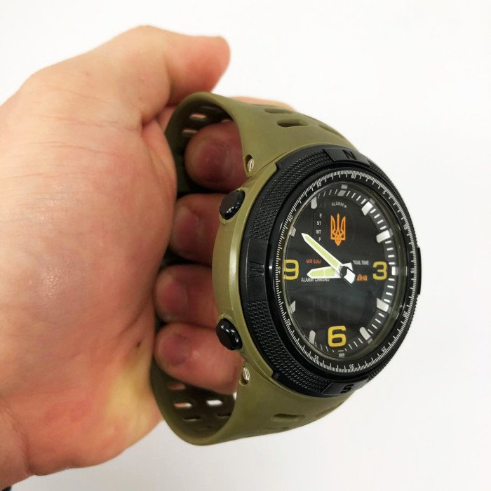 Годинник наручний чоловічий SKMEI 5561/1655AGBK, Протиударний годинник, Годинник для військовослужбовців