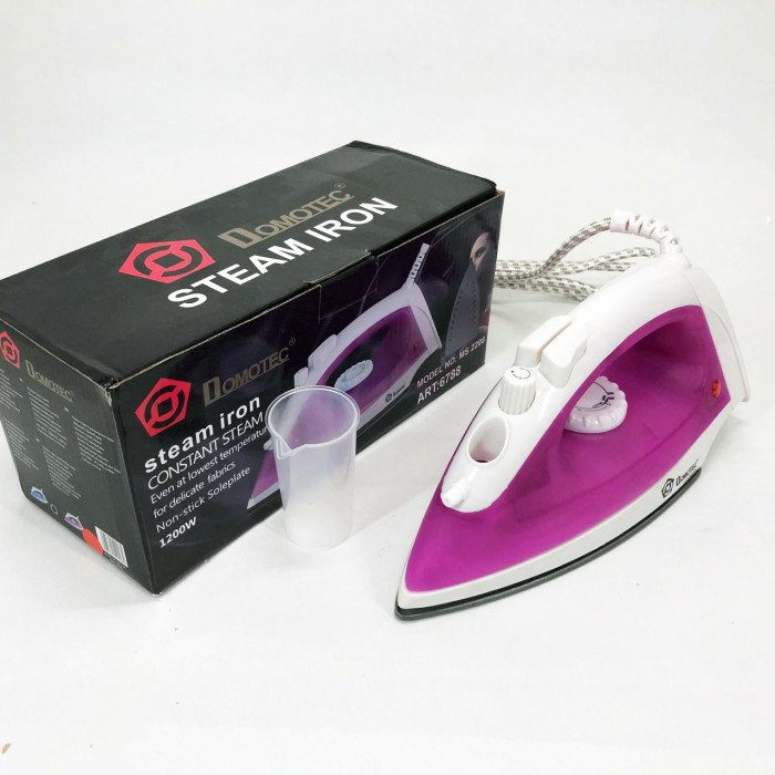 Парова праска з тефлоновим покриттям DOMOTEC MS-2208 1200 Вт, праска для одягу від мережі. Колір: фіолетовий