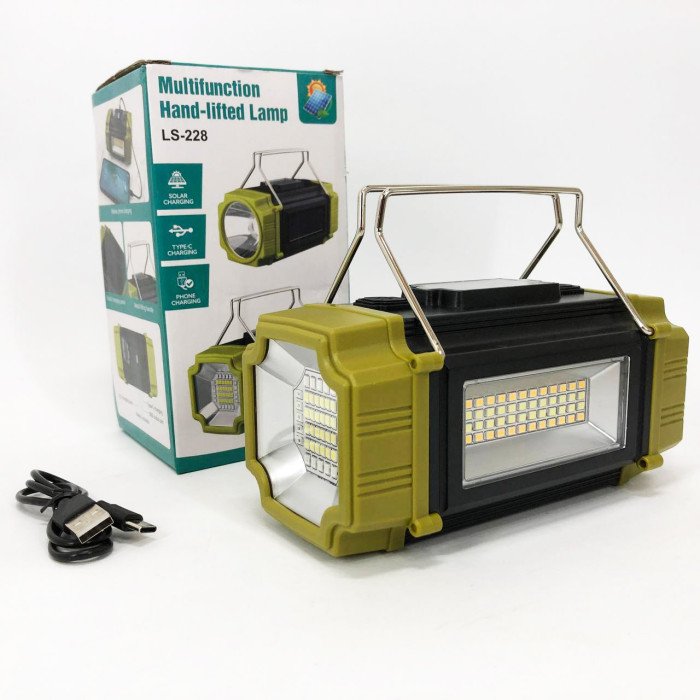 Ліхтар переносний LS-228-LED WHITE+RED+BLUE+YELLOW, Ліхтар для кемпінгу з вбудованим зарядним пристроєм