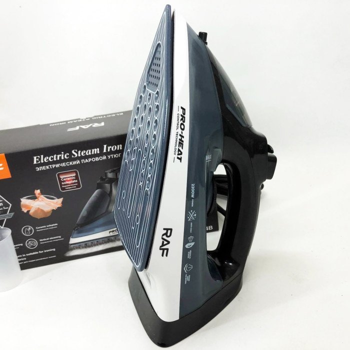 Праска парова RAF R.1234B з керамічною підошвою 2200 Вт, Професійна парова праска. Колір: синій