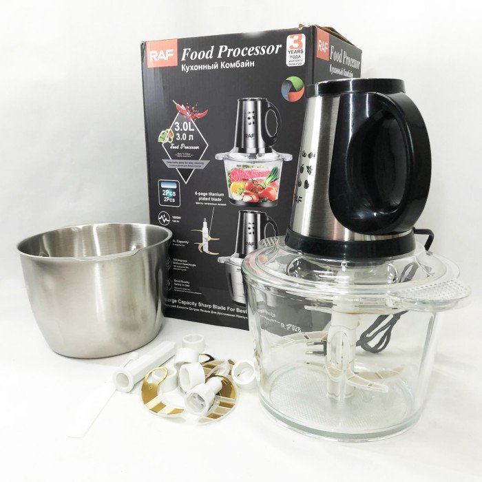 Блендер-подрібнювач RAF R.7028 2 в 1, 300 Вт, 2 чаші, Побутовий потужний подрібнювач продуктів