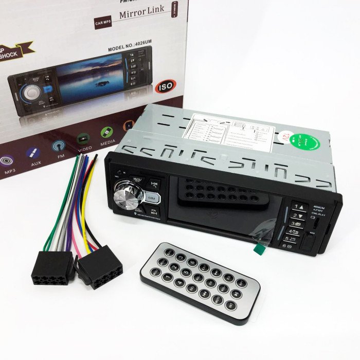 Автомагнітола MP5 4026UM з екраном 4.1 дюйми, AUX вхід, Bluetooth, 1 DIN, магнітола в машину