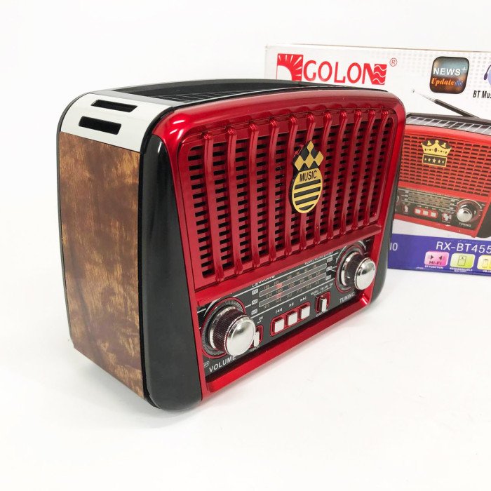 Радіоприймач акумуляторний Golon RX-456 із сонячною панеллю, Радіо приймач. Колір: коричневий