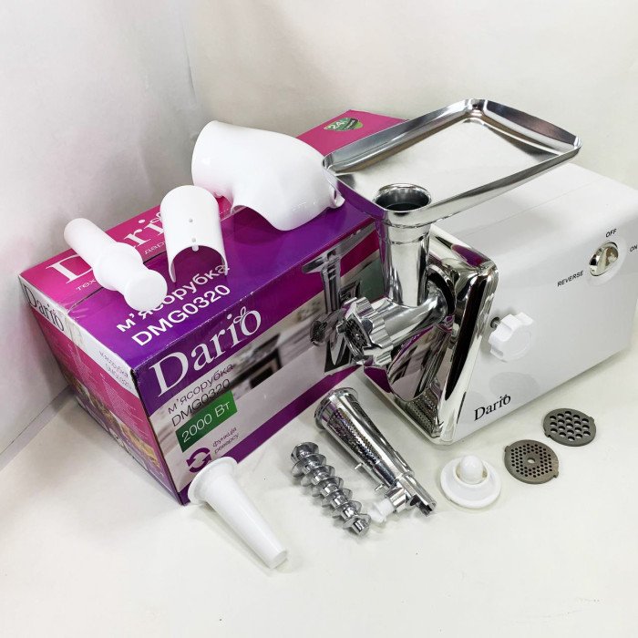 М'ясорубка електрична 2000 Вт Dario DMG0320. Колір: білий