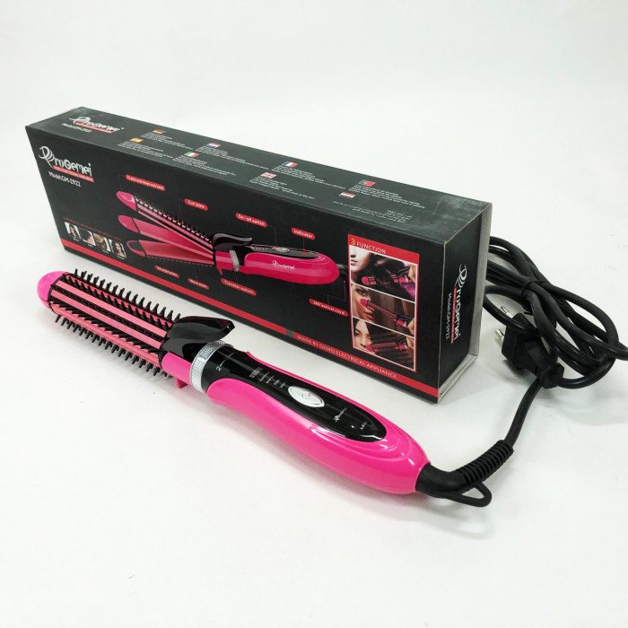 Плойка-праска 3в1 Gemei GM-2922, Сучасні щипці для завивки волосся, Прилад для завивки. Колір: рожевий