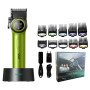 Професійна машинка для стрижки волосся VGR V-001 з дисплеєм 9000 об/хв та 10 насадками. Колір: зелений