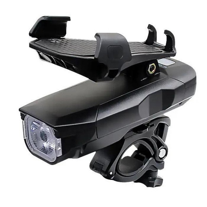 Велоліхтар із сигналом та утримувачем телефону BG-1951/HJ-068