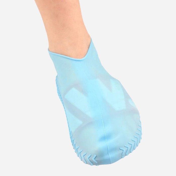 Багаторазові бахіли-чохли L (41-45 розмір) для взуття силіконові від води та бруду. Колір: блакитний