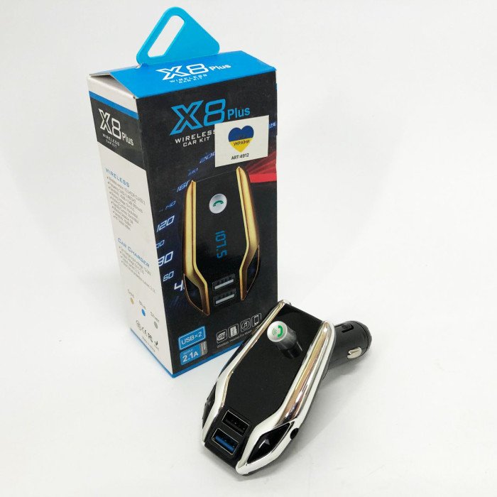 Автомобільний FM модулятор Bluetooth FM X8 plus, FM модулятор з флешкою ​​від прикурювача