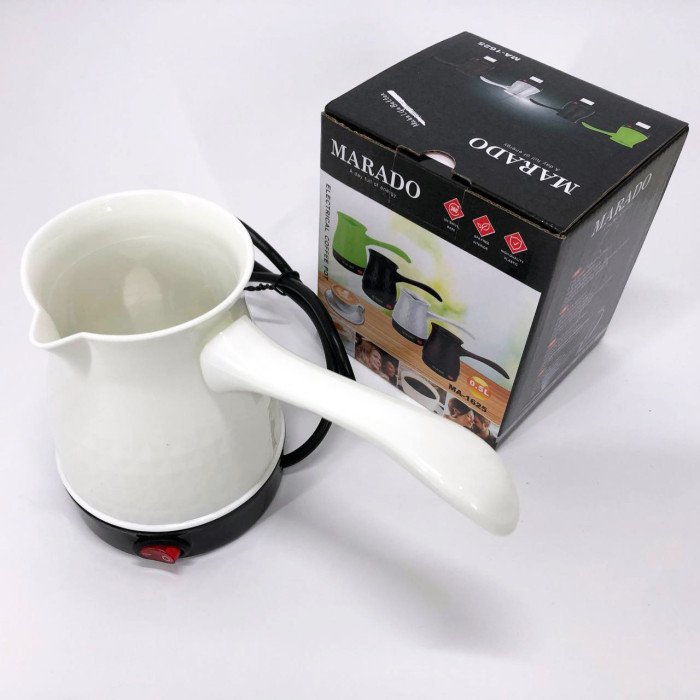 Електрична турка для кави Marado MA-1625, Турка для приготування кави, Турка для заварювання. Колір: білий