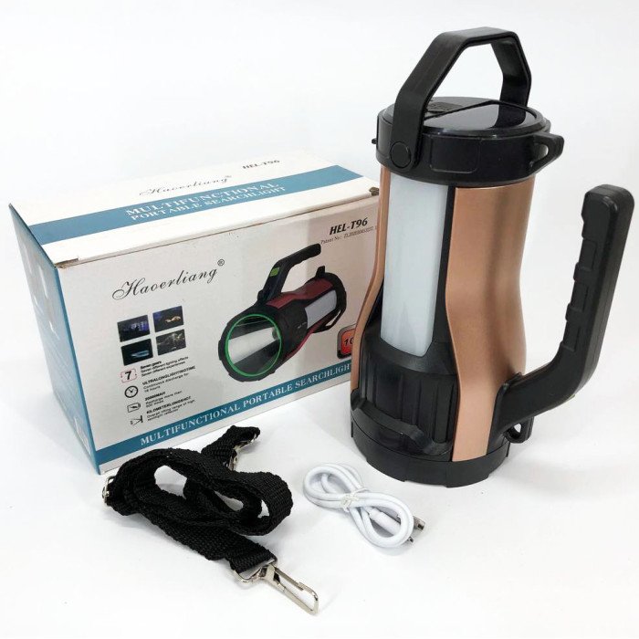 Ліхтар кемпінговий переносний із сонячною панеллю T96-LED-COB(white+red) power bank, похідний ліхтар