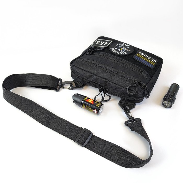 Тактична сумка для патчів Cordura 600D — 5 кишень, месенджер чорний з тканини