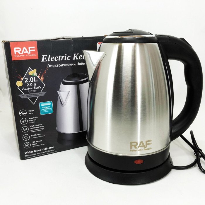 Електрочайник RAF R.7816 металевий дисковий 2 л 2200 Вт, Потужний кухонний чайник