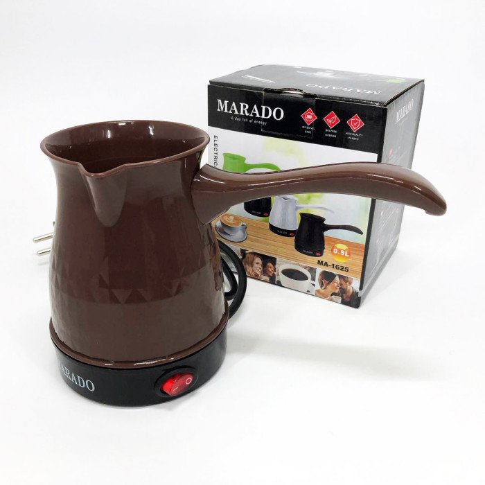 Електрична турка для кави Marado MA-1625, Побутова турка, Бюджетна турка. Колір: коричневий
