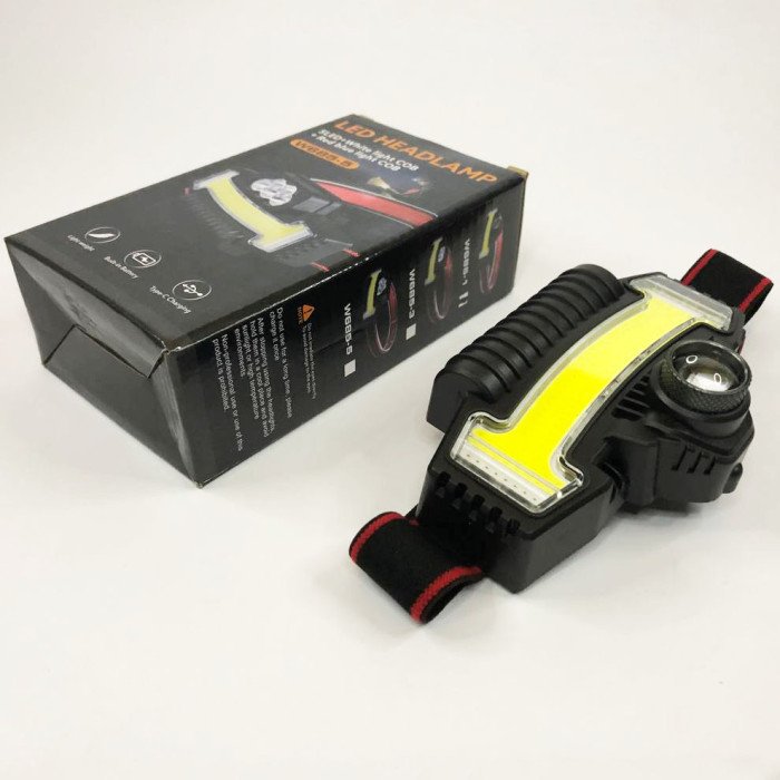 Налобний ліхтарик Bailong BL-W685-LTS+COB+RGB, 5 режимів, водостійкий, ударостійкий, USB кабель Type-c