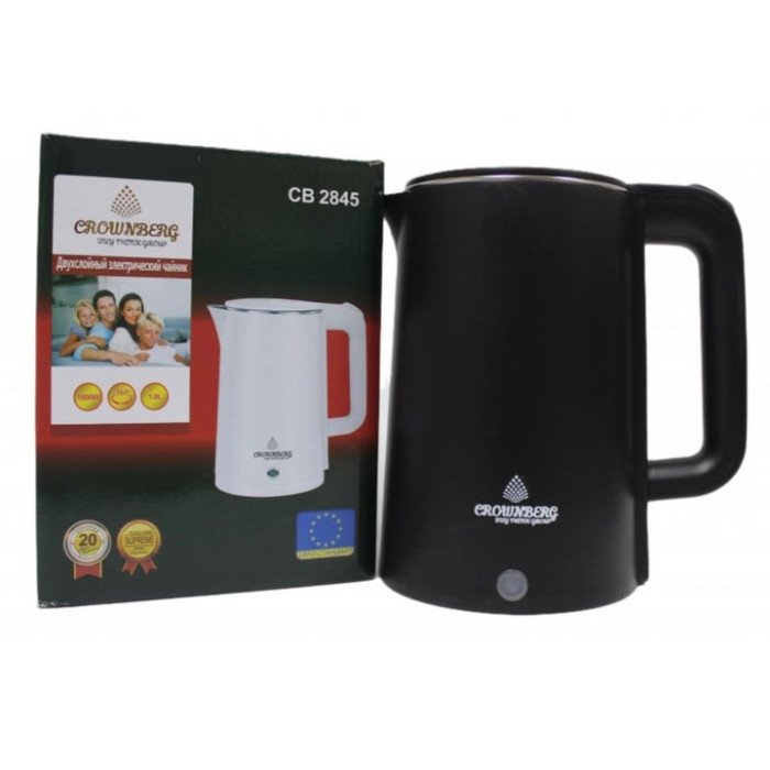 Електрочайник Crownberg CB-2845 дисковий 1.8л 1800Вт. Колір: чорний