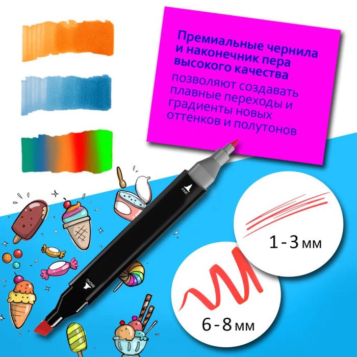 Професійні маркери 120 шт, Набір для скетчингу, Маркери touch sketch, Набір кольорових маркерів