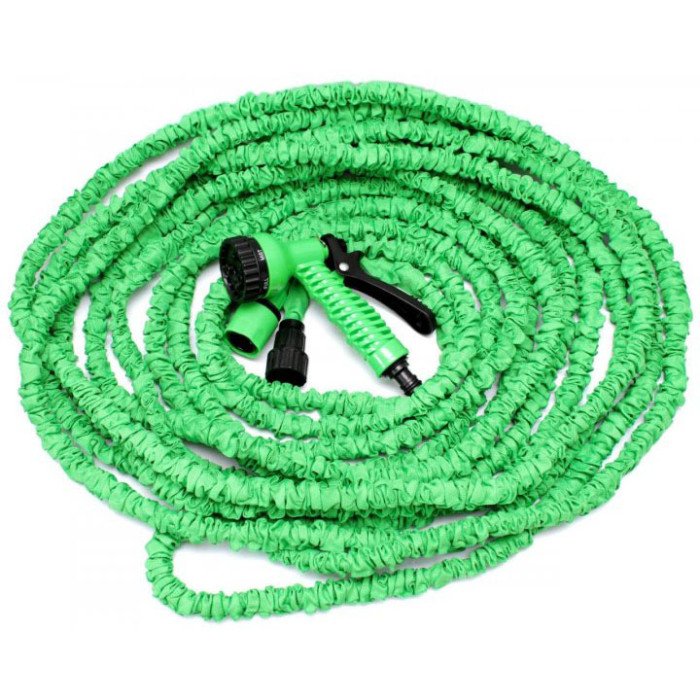 Шланг садовий Magic House 15.0м з розпилювачем (6 режимів). Колір: зелений
