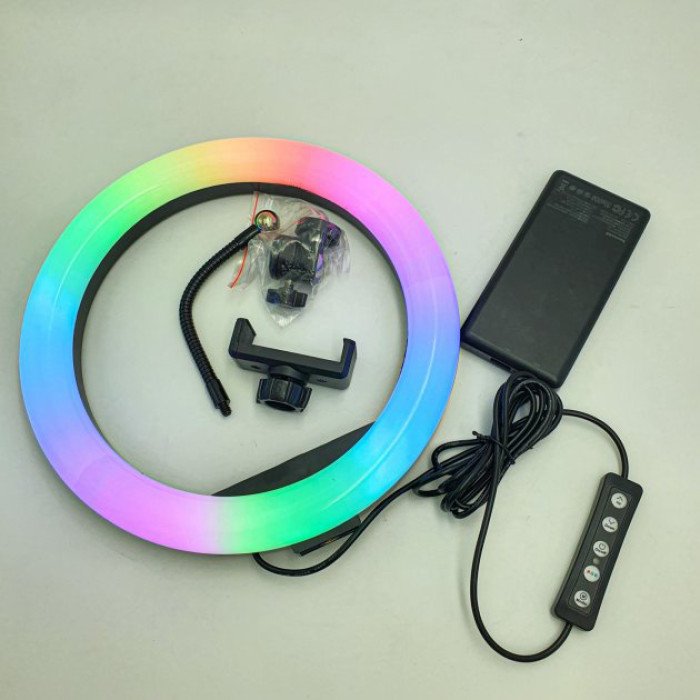 Кільцева світлодіодна лампа RGB LED RING MJ26 26 см з утримувачем телефону, кільцева лампа велика