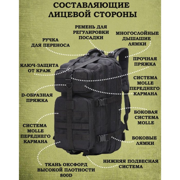 Тактичний рюкзак військовий, Солдатський рюкзак військовий, Армійський рюкзак портфель, Тактичний штурмовий