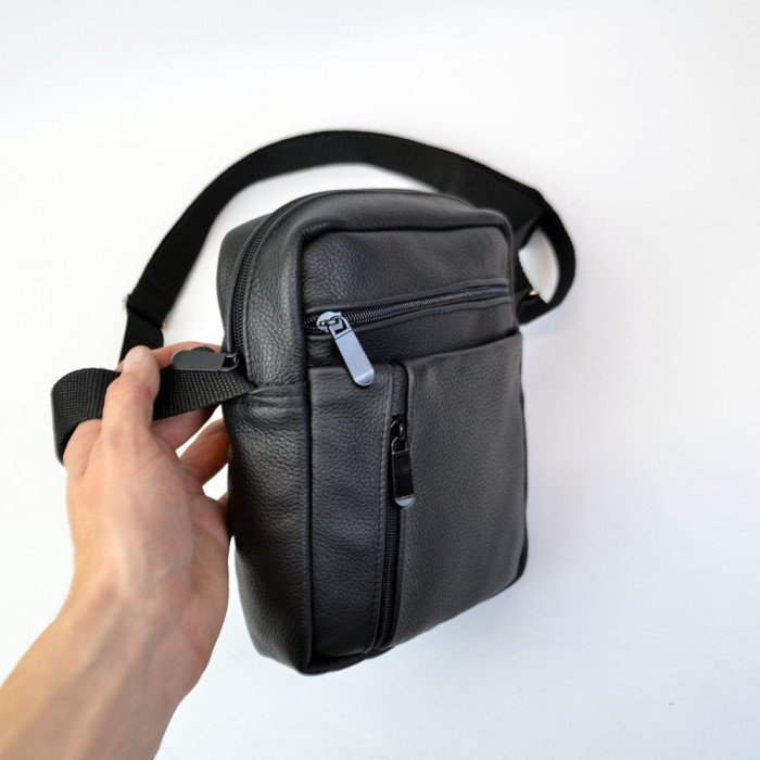 Елегантна чоловіча шкіряна сумка-месенджер із натуральної шкіри на 5 відділень, чоловіча сумка через спину